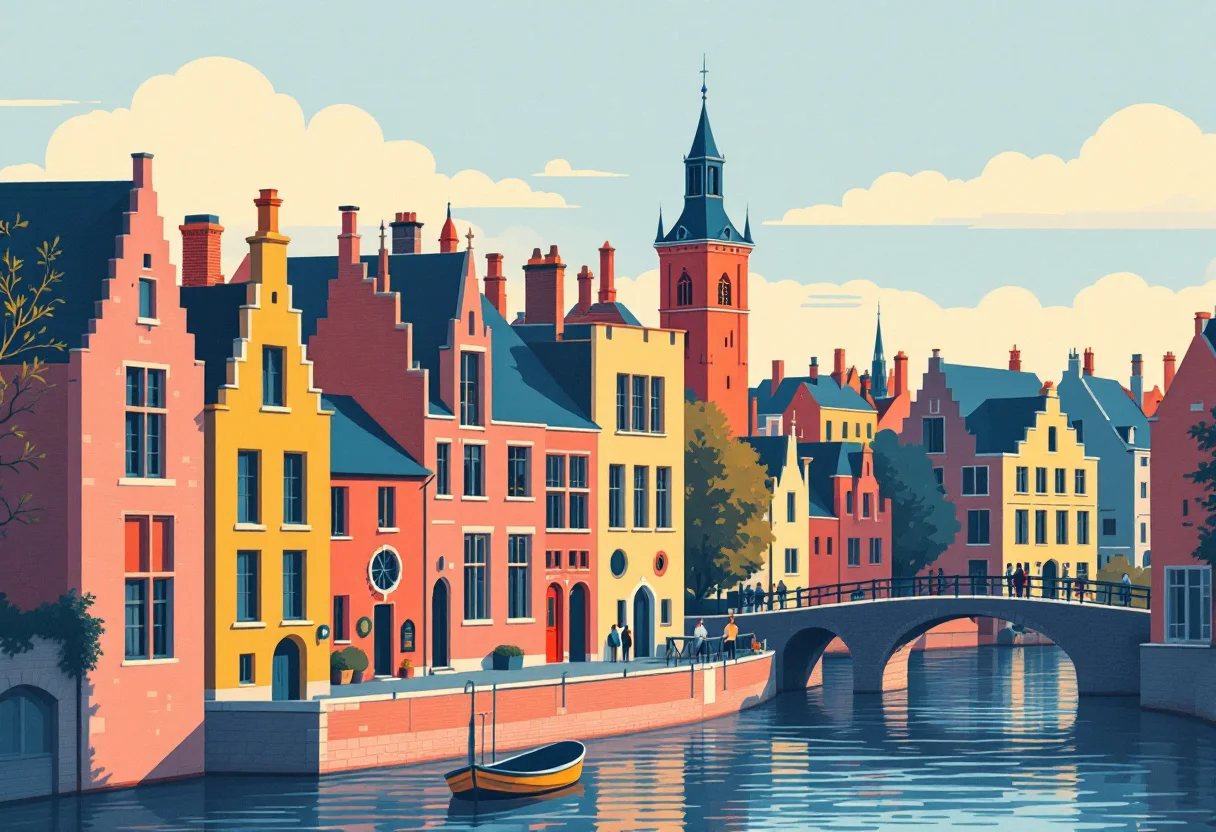 Illustration of the canals of Bruges for the guide to entry requirements for Belgium