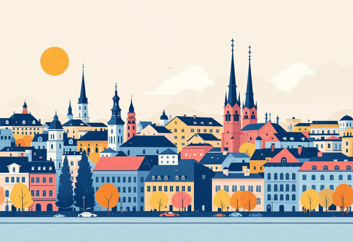 Entry requirements for Latvia Illustration of Riga's old town for the guide to entry requirements for Latvia