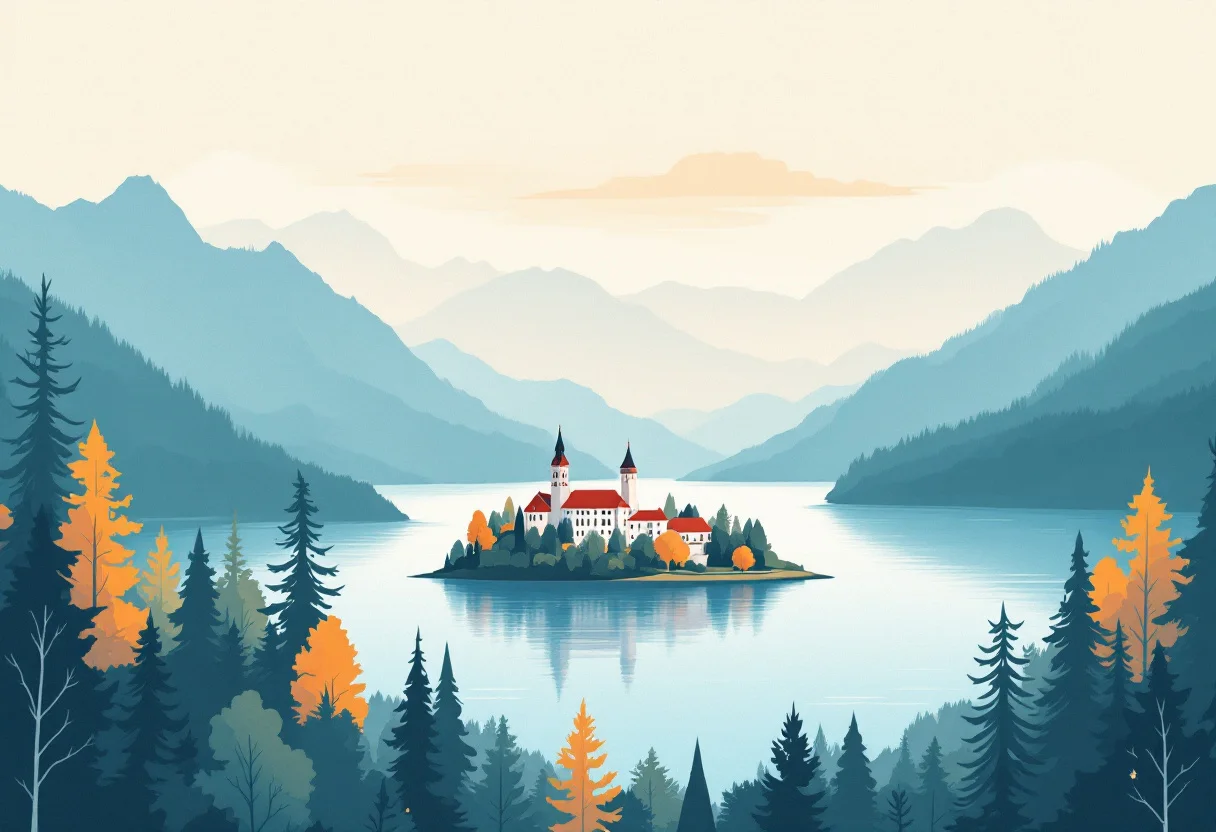 Illustration of Lake Bled for the guide to entry requirements for Slovenia