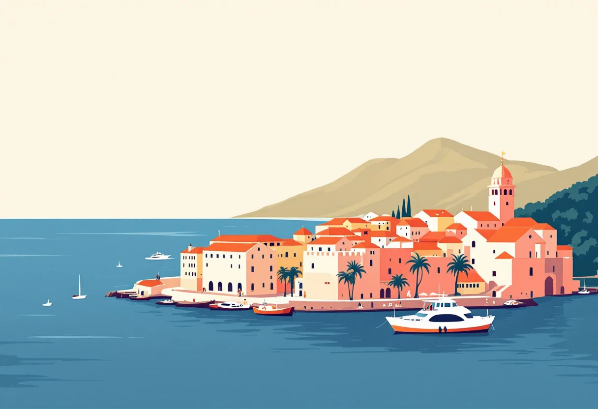 Requisitos para viajar a Croacia El casco antiguo de Dubrovnik en ilustración, para la guía de requisitos para viajar a Croacia
