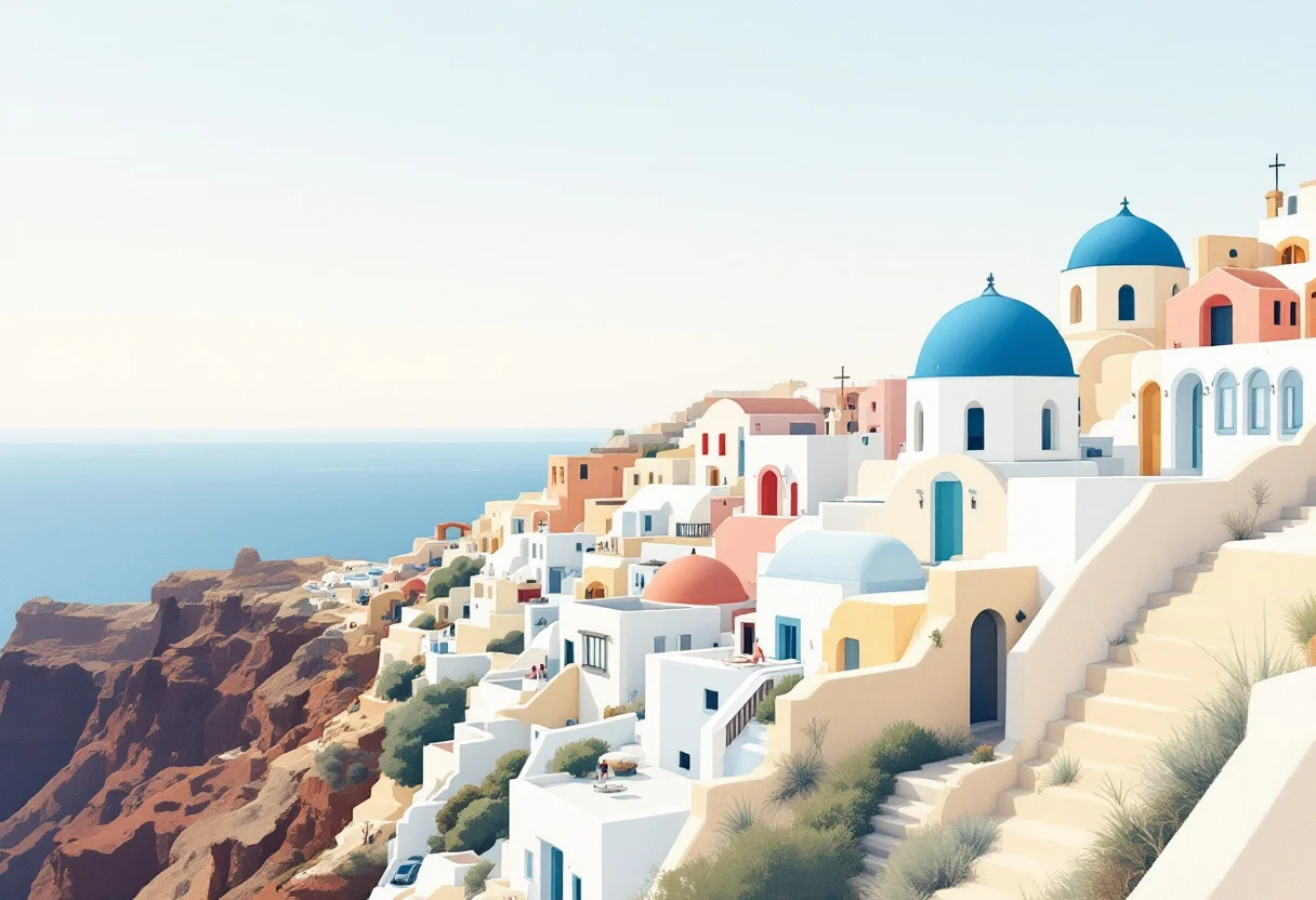 ギリシャの入国条件ガイド用イラスト（ギリシャの名所）