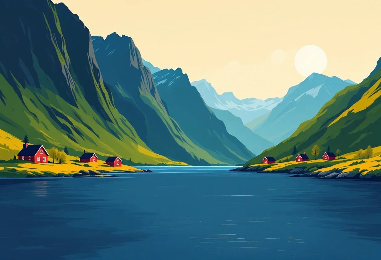 ノルウェーの入国条件ガイド用イラスト（ノルウェーの名所）
