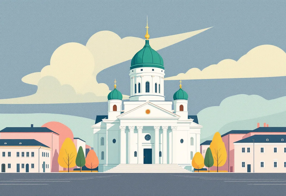 A catedral de Helsinque em ilustração, para o guia de requisitos de entrada: Finlândia