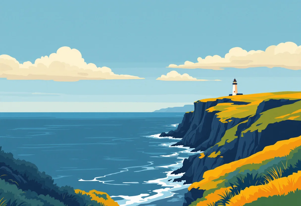 As falésias atlânticas da Irlanda em ilustração, para o guia de requisitos de entrada: Irlanda