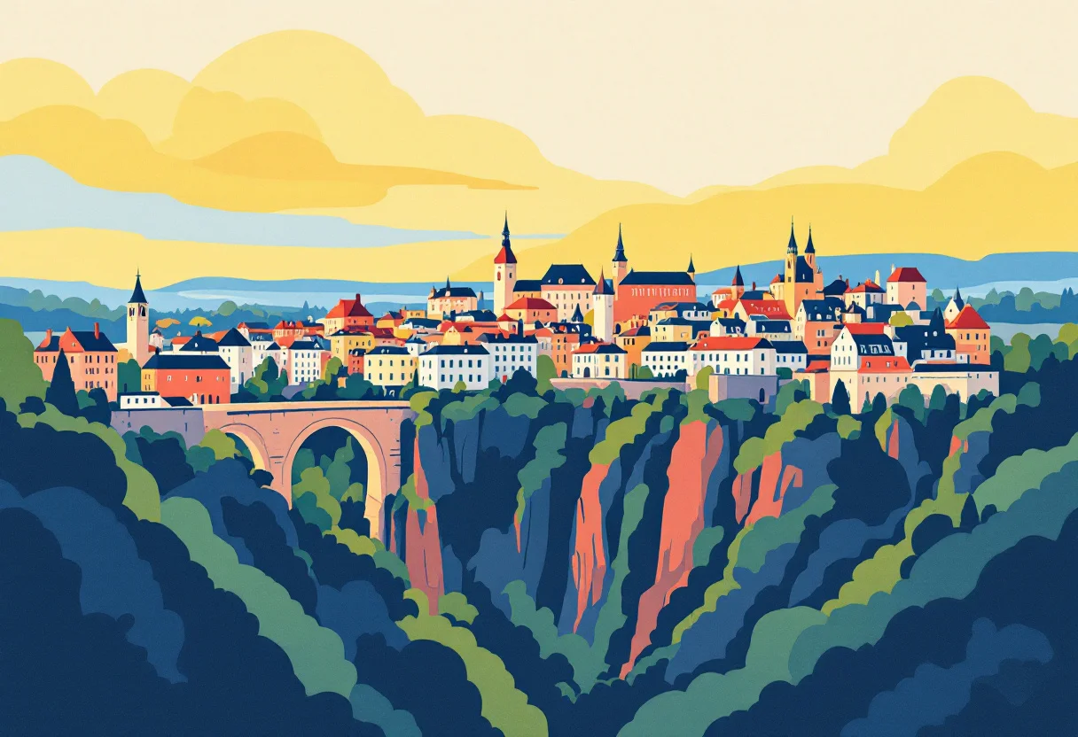 A cidade de Luxemburgo em ilustração, para o guia de requisitos de entrada: Luxemburgo
